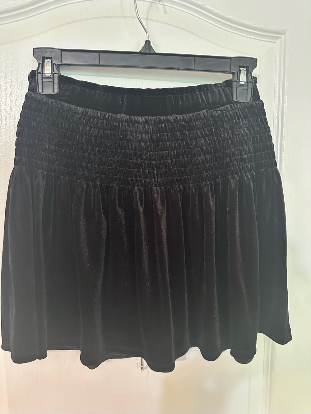 GB Girls Black Velvet Smocked Waist Skirt